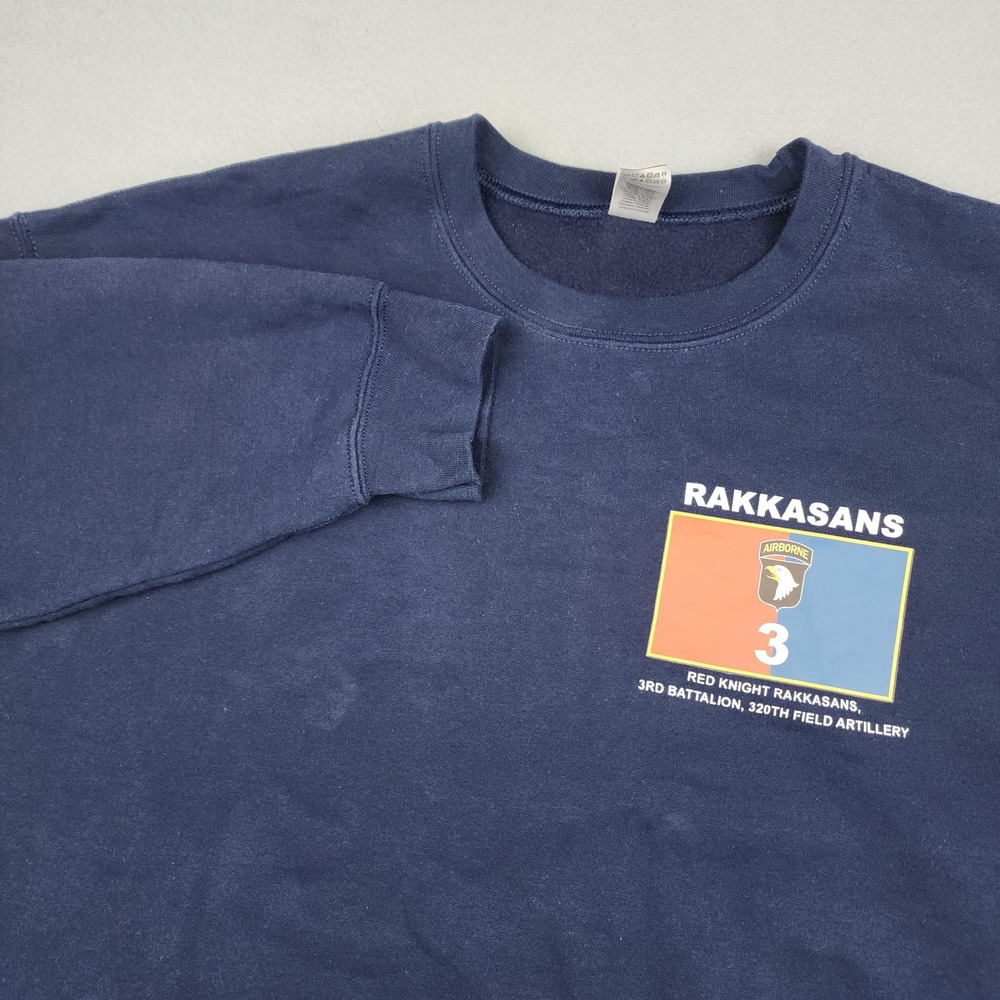 Rakkasans Sweatshirt Mens XL Blue Gildan Fleece Pullover Crewneck Army Graphic